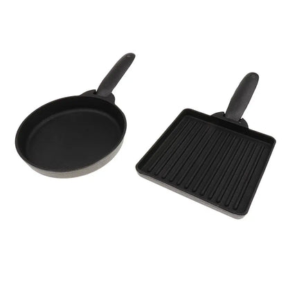 Lightweight 2-Piece Square & Round Cast Iron Skillet/ Fry Pan Set with