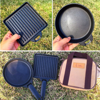 Lightweight 2-Piece Square & Round Cast Iron Skillet/ Fry Pan Set with