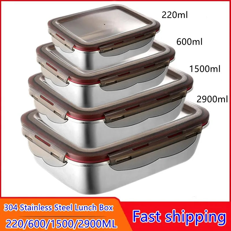 Food Grade 304 Stainless Steel Lunch Box, Anti-leak Bento Box, Strong