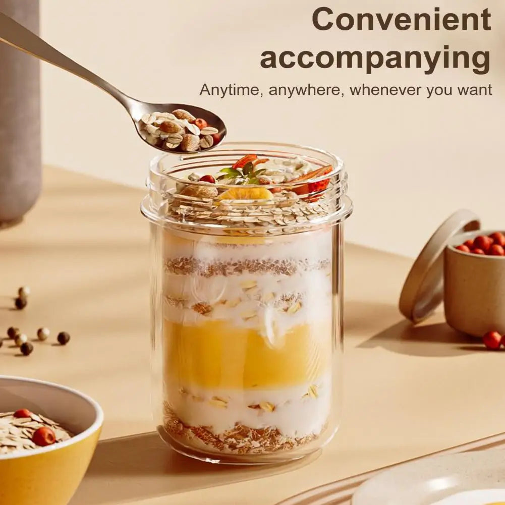 Glass Anti-Leak Oatmeal Cup w/ Spoon