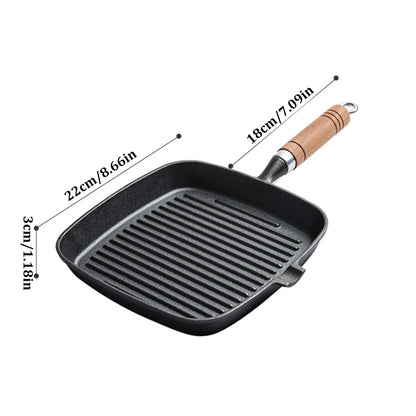 Cast Iron Frying Pan Uncoated Non-stick Cooking Pot Home Cookware 24cm