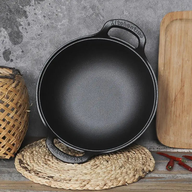 Uncoated Cast Iron Wok