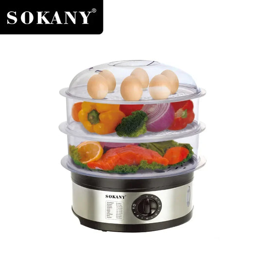 Three Tier Electric Food Steamer for Cooking Vegetables, Stainless