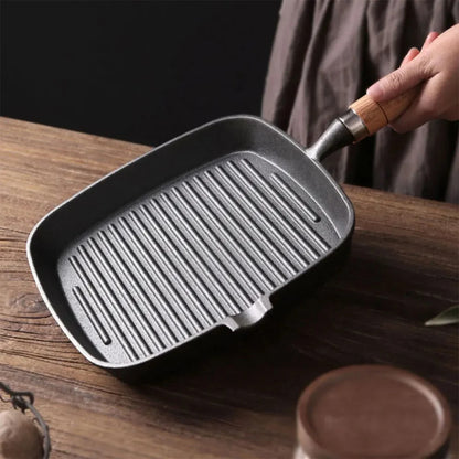 Cast Iron Frying Pan Uncoated Non-stick Cooking Pot Home Cookware 24cm