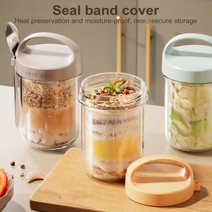 Glass Anti-Leak Oatmeal Cup w/ Spoon