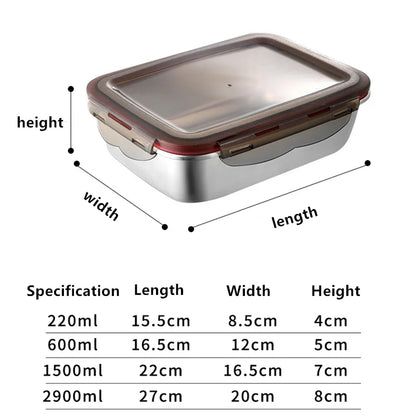 Food Grade 304 Stainless Steel Lunch Box, Anti-leak Bento Box, Strong