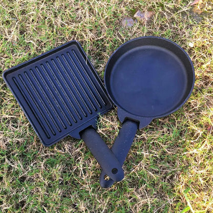 Lightweight 2-Piece Square & Round Cast Iron Skillet/ Fry Pan Set with